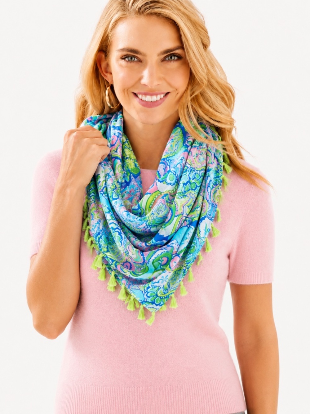 Lilly Pulitzer Riley Infinity Loop Scarf Conch Republic Tassel NWT